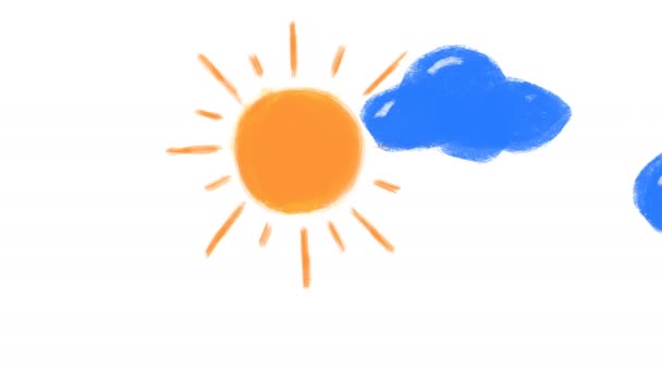 Hand Drawn Animation Sun Clouds — Stock Video