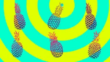 Ananaslı animasyon arka planı. Yaz partisi tasarımı