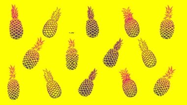 Ananaslı animasyon arka planı. Yaz partisi tasarımı