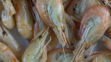 Deniz karidesli döner tabak. Yakın plan.