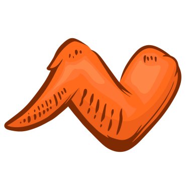 Beyaz arka planda izole edilmiş tavuk kanatları tasviri. Poster, kart, pankart, işaret, amblem, etiket için tasarım ögesi. Vektör illüstrasyonu