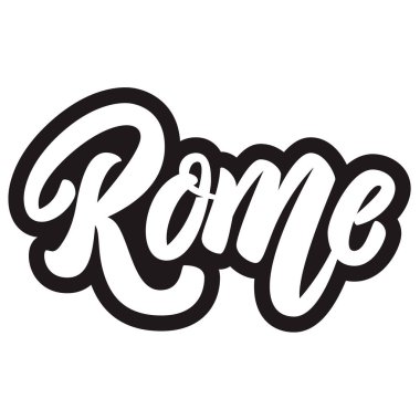 Roma (İtalya 'nın başkenti) Beyaz arka planda harf cümlesi. Poster, afiş, tişört ve amblem için tasarım öğesi. Vektör illüstrasyonu