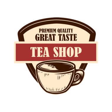 Kahve evi amblemi şablonu. Logo, etiket, işaret, poster ve el ilanları için tasarım elemanı. Vektör illüstrasyonu