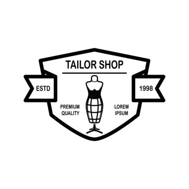 Terzinin amblem şablonu. Logo, etiket, işaret, poster için tasarım elemanı. Vektör illüstrasyonu