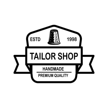 Terzinin amblem şablonu. Logo, etiket, işaret, poster için tasarım elemanı. Vektör illüstrasyonu