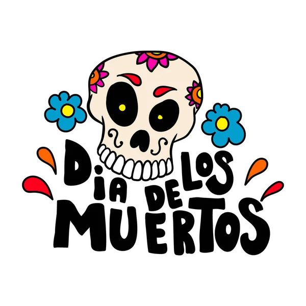Día Los Muertos Dia Los Muertos Frase Letras Con Calavera — Vector de stock