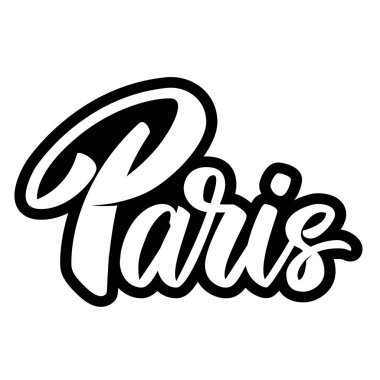 Paris (Fransa 'nın başkenti). Beyaz arka planda harf cümlesi. Poster, afiş, tişört ve amblem için tasarım öğesi. Vektör illüstrasyonu