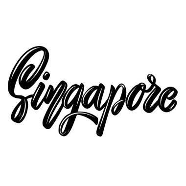 Singapur. Beyaz arka planda harf cümlesi. Poster, afiş, tişört ve amblem için tasarım öğesi. Vektör illüstrasyonu