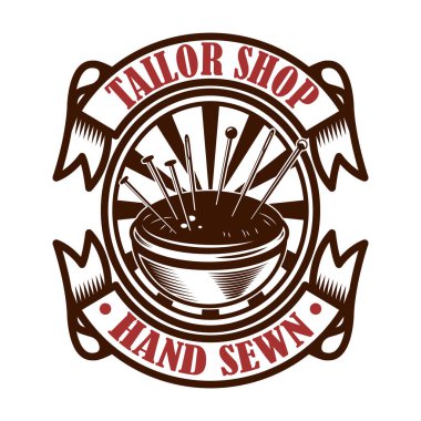 Terzinin amblem şablonu. Logo, etiket, işaret, poster için tasarım elemanı. Vektör illüstrasyonu