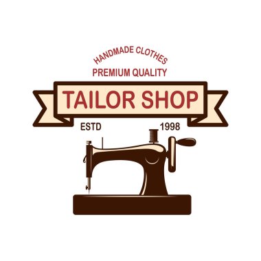 Terzinin amblem şablonu. Logo, etiket, işaret, poster için tasarım elemanı. Vektör illüstrasyonu