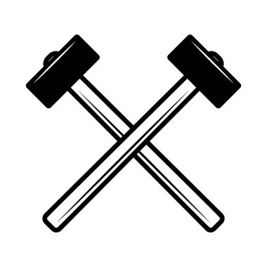 Çapraz çekiç. Poster, amblem, işaret, logo, etiket tasarımı. Vektör illüstrasyonu