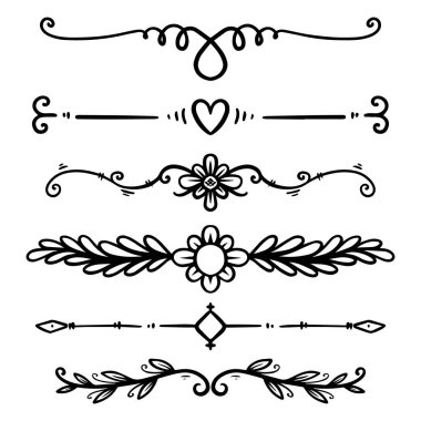 El çizimi metin ayırıcılar. Poster, kart, afiş, broşür için. Vektör illüstrasyonu