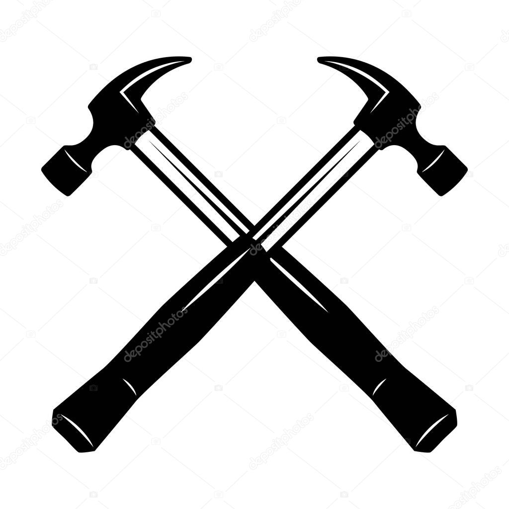 Crossed hammers. Design element for poster, flyer, card, banner. Vector illustration