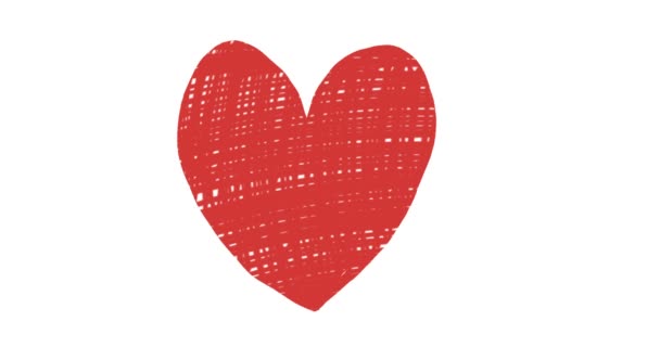 Ręcznie Rysowane Animacje Czerwonego Romantycznego Serca — Wideo stockowe