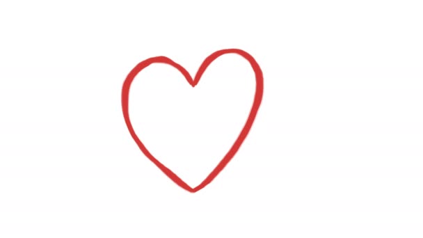 Animação Desenhada Mão Coração Romântico Vermelho — Vídeo de Stock