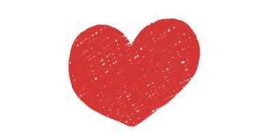 Kırmızı romantik kalbin el çizimi animasyonu