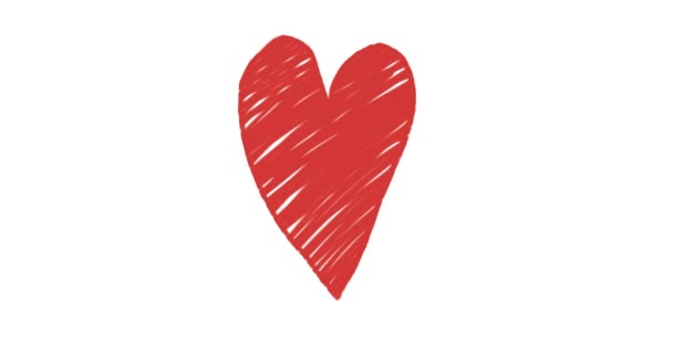 Ручна Намальована Анімація Червоного Романтичного Серця — стокове відео