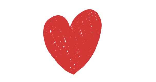 Ζωγραφισμένα Στο Χέρι Κινούμενα Σχέδια Της Κόκκινης Ρομαντικής Καρδιάς — Αρχείο Βίντεο