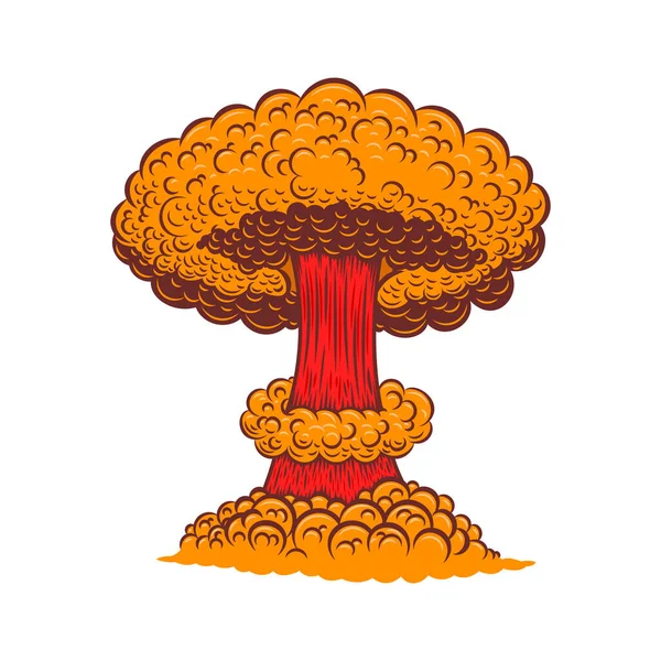 Ilustração Explosão Bomba Atômica Estilo Cômico Elemento Design Para Cartaz — Vetor de Stock