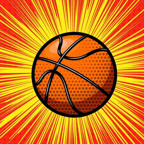 Basketball Ball Comic Style Background Design Element Poster Card Banner — Vector de stock