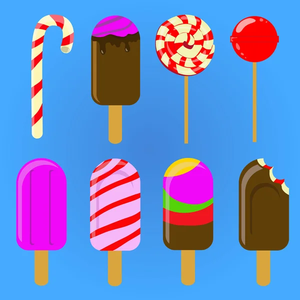 Ice cream and sweets — Stock Vector