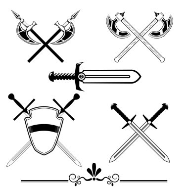 Şövalye kılıç ve battle-axes