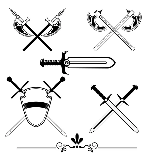 Épées de chevalier et haches de combat — Image vectorielle