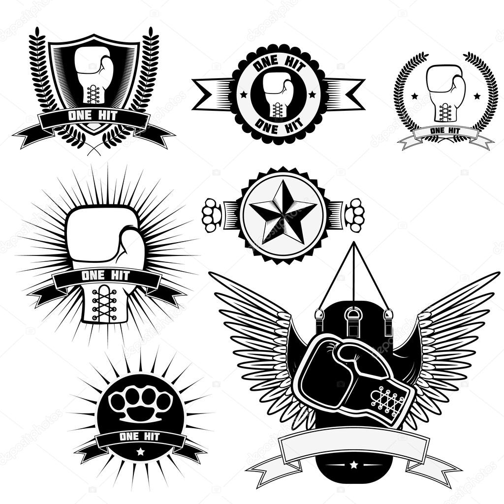 Logos boxing club, the club of mixed martial arts. A set of vector elements for design