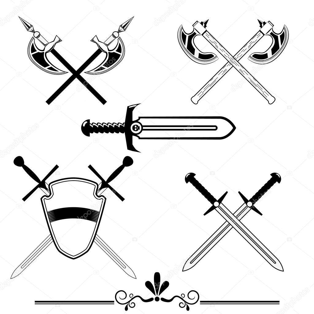 knightly swords and battle-axes