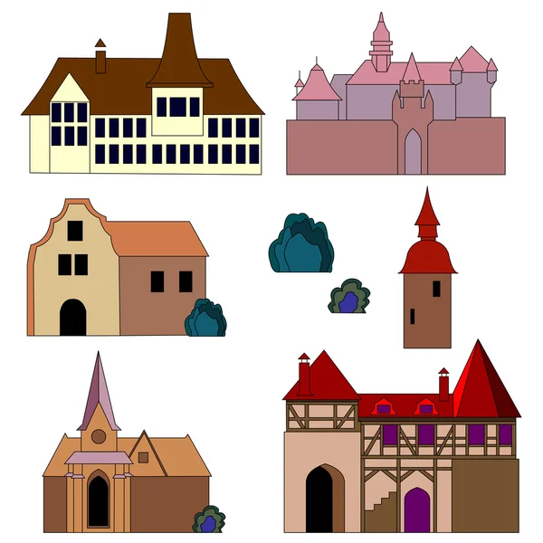 Medieval buildings — Stock Vector