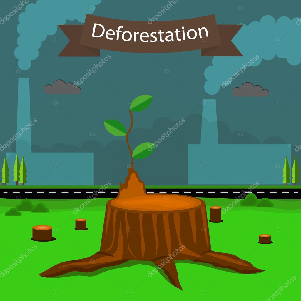 La deforestacion imágenes de stock de arte vectorial | Depositphotos