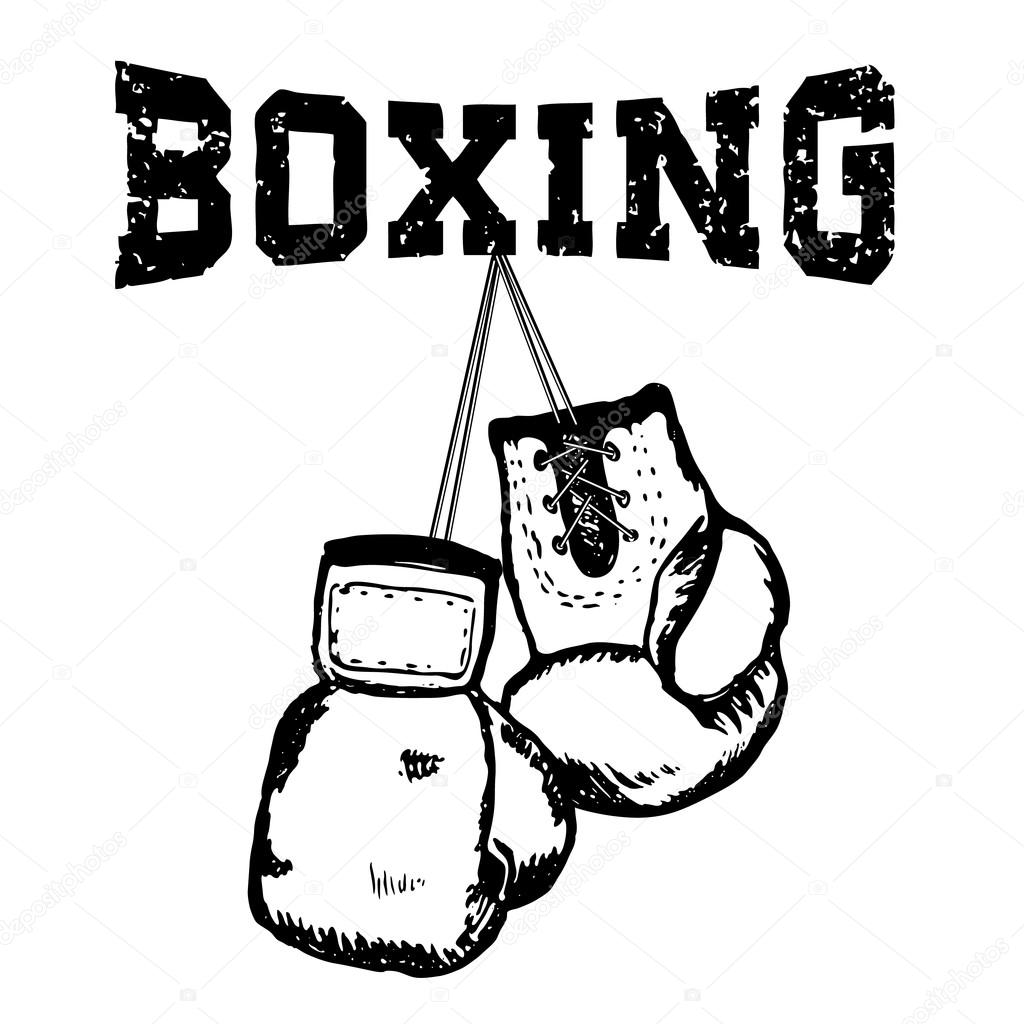 Hand draw style boxing gloves. Grunge style vector illustration