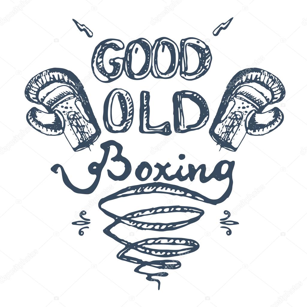 Hand draw style boxing gloves. Grunge style vector illustration
