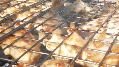 Kömürde pişmiş et. Piknik teması