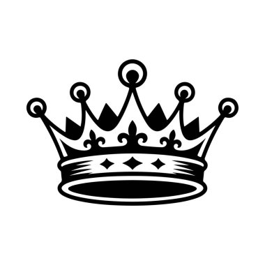 Beyaz arka planda izole edilmiş bir kralın resmi. Amblem, işaret, poster, rozet tasarımı. Vektör illüstrasyonu