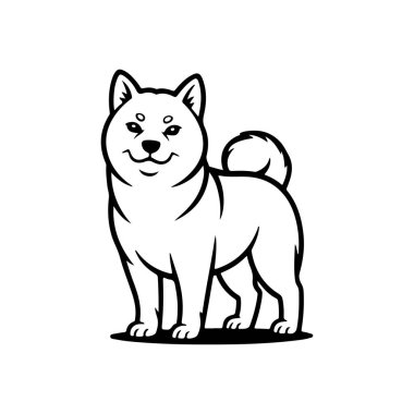 Beyaz arka planda izole edilmiş iri yapılı bir köpek tasviri. Amblem, işaret, poster, rozet tasarımı. Vektör illüstrasyonu