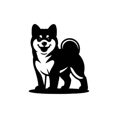 Beyaz arka planda izole edilmiş iri yapılı bir köpek tasviri. Amblem, işaret, poster, rozet tasarımı. Vektör illüstrasyonu