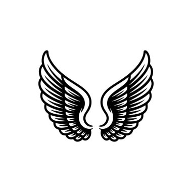 Vintage kanatları beyaz arka plan üzerinde izole. Logo, etiket, arma, işaret, marka işareti için tasarım öğeleri. Vektör çizim. 