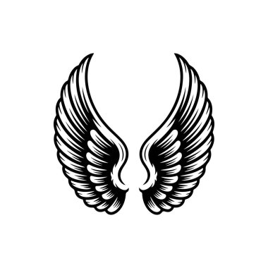 Vintage kanatları beyaz arka plan üzerinde izole. Logo, etiket, arma, işaret, marka işareti için tasarım öğeleri. Vektör çizim. 