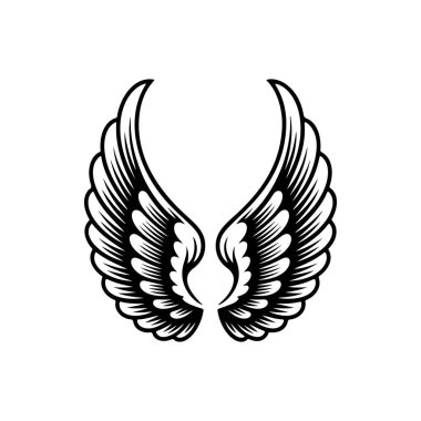 Vintage kanatları beyaz arka plan üzerinde izole. Logo, etiket, arma, işaret, marka işareti için tasarım öğeleri. Vektör çizim. 