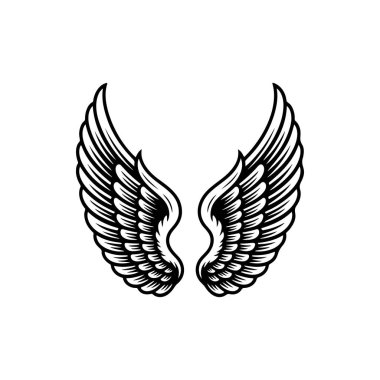 Vintage kanatları beyaz arka plan üzerinde izole. Logo, etiket, arma, işaret, marka işareti için tasarım öğeleri. Vektör çizim. 