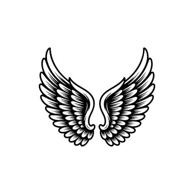 Vintage kanatları beyaz arka plan üzerinde izole. Logo, etiket, arma, işaret, marka işareti için tasarım öğeleri. Vektör çizim. 