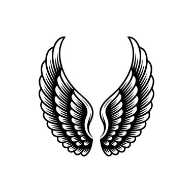 Vintage kanatları beyaz arka plan üzerinde izole. Logo, etiket, arma, işaret, marka işareti için tasarım öğeleri. Vektör çizim. 