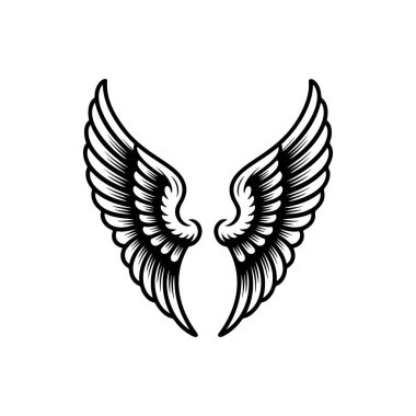 Vintage kanatları beyaz arka plan üzerinde izole. Logo, etiket, arma, işaret, marka işareti için tasarım öğeleri. Vektör çizim. 