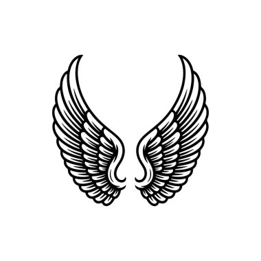 Vintage kanatları beyaz arka plan üzerinde izole. Logo, etiket, arma, işaret, marka işareti için tasarım öğeleri. Vektör çizim. 