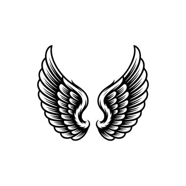 Vintage kanatları beyaz arka plan üzerinde izole. Logo, etiket, arma, işaret, marka işareti için tasarım öğeleri. Vektör çizim. 