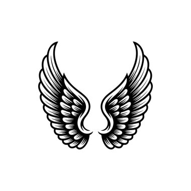 Vintage kanatları beyaz arka plan üzerinde izole. Logo, etiket, arma, işaret, marka işareti için tasarım öğeleri. Vektör çizim. 