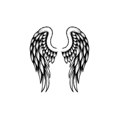 Vintage kanatları beyaz arka plan üzerinde izole. Logo, etiket, arma, işaret, marka işareti için tasarım öğeleri. Vektör çizim. 