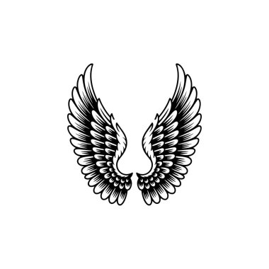 Vintage kanatları beyaz arka plan üzerinde izole. Logo, etiket, arma, işaret, marka işareti için tasarım öğeleri. Vektör çizim. 