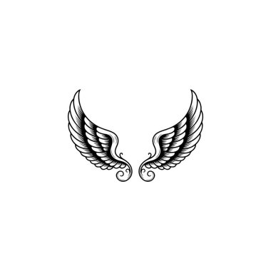 Vintage kanatları beyaz arka plan üzerinde izole. Logo, etiket, arma, işaret, marka işareti için tasarım öğeleri. Vektör çizim. 